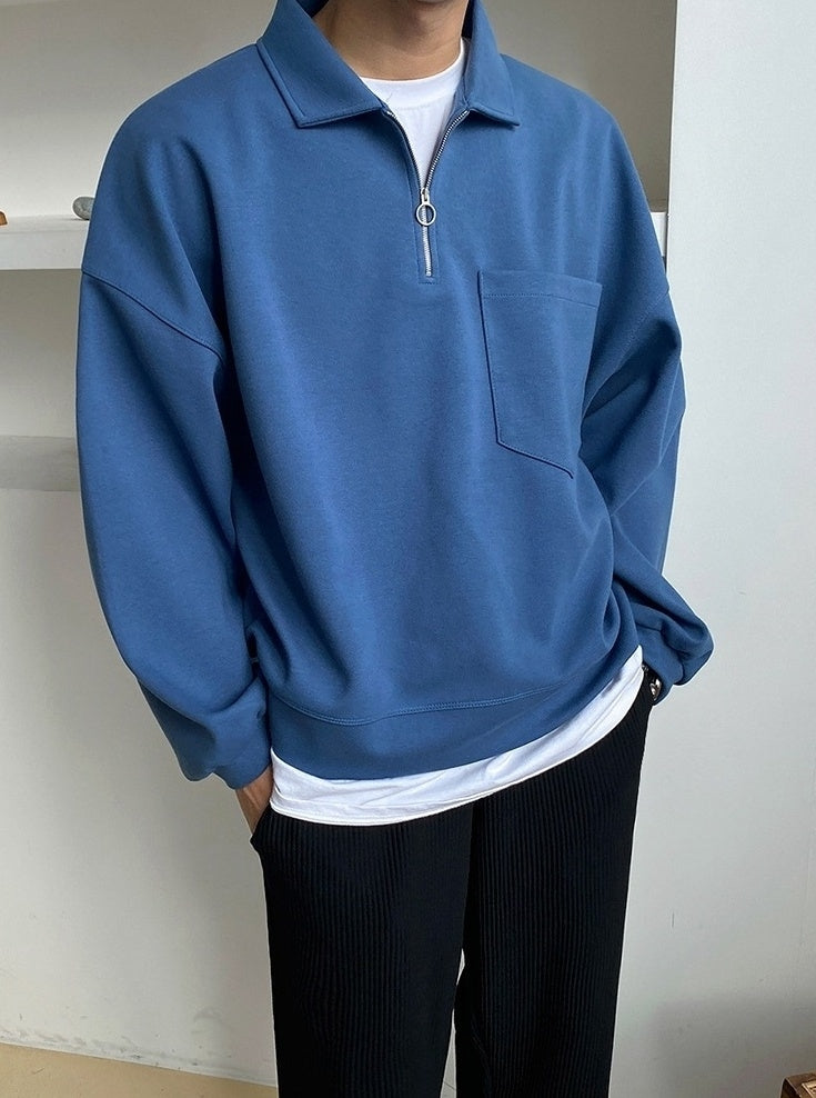 Relaxed Fit Polo Sweatshirt