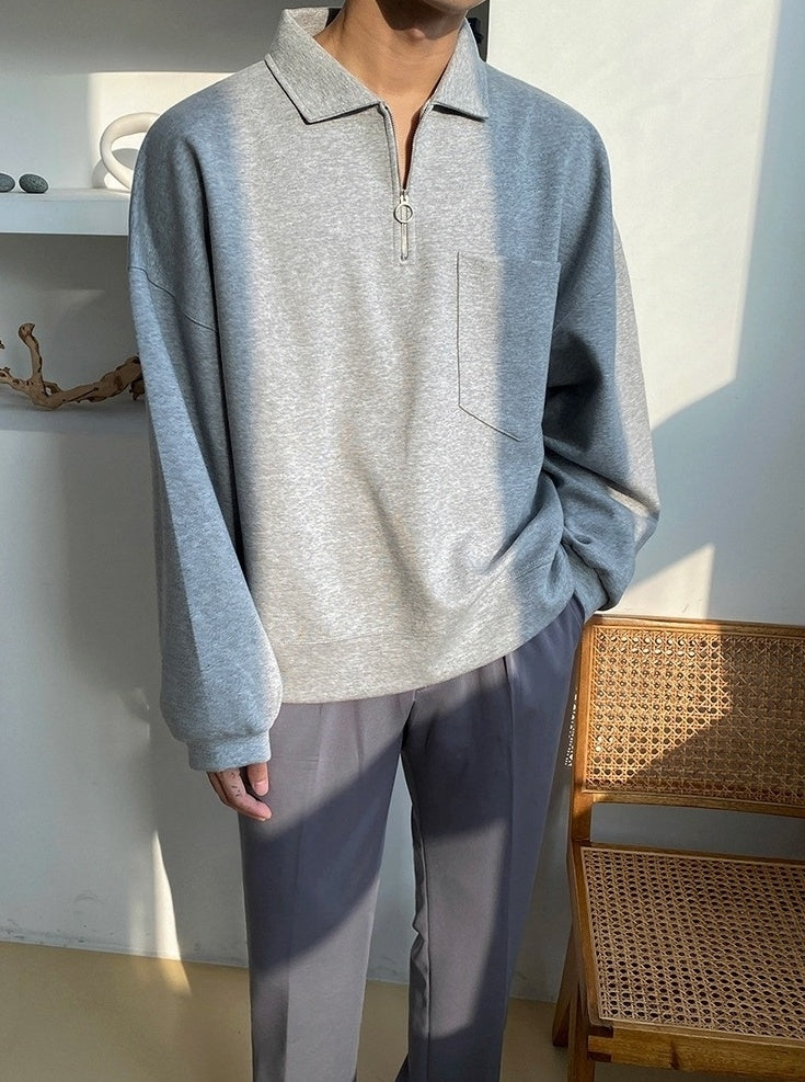 Relaxed Fit Polo Sweatshirt