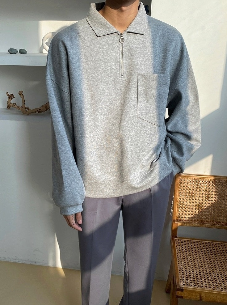 Relaxed Fit Polo Sweatshirt