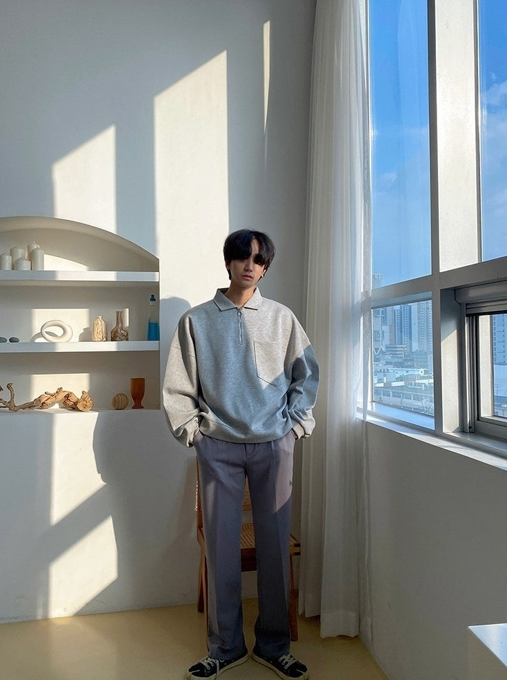 Relaxed Fit Polo Sweatshirt