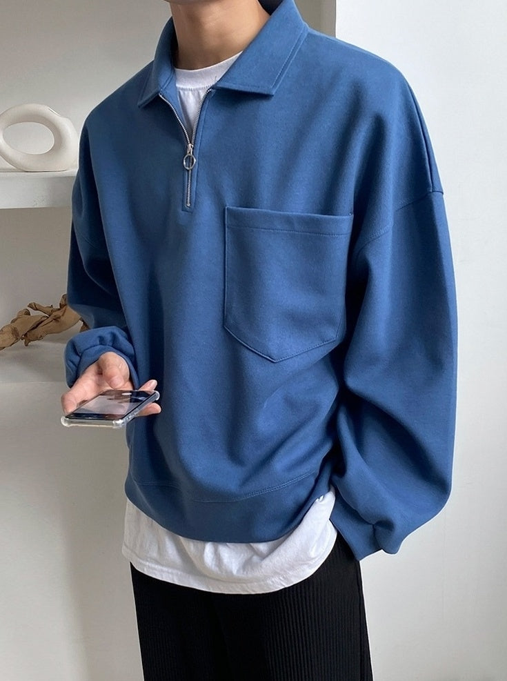 Relaxed Fit Polo Sweatshirt