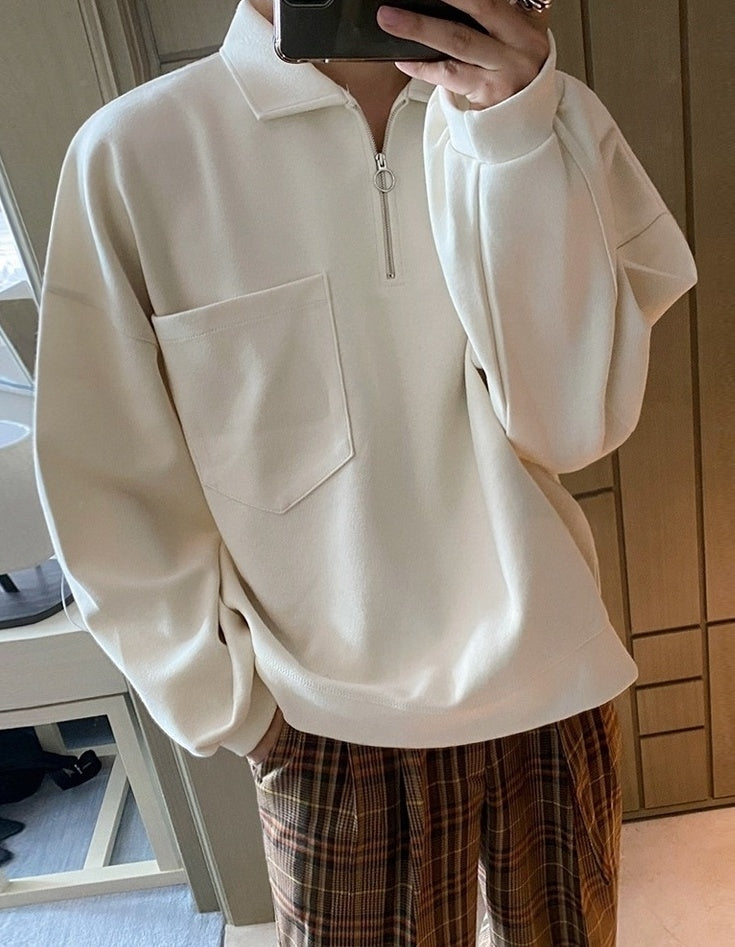 Relaxed Fit Polo Sweatshirt
