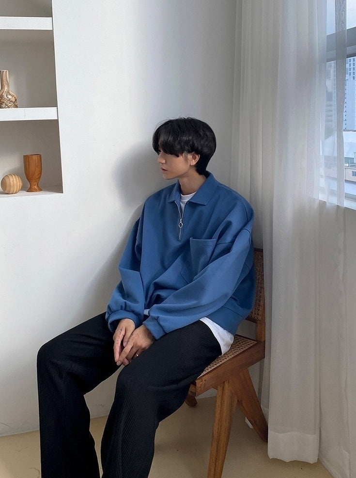 Relaxed Fit Polo Sweatshirt