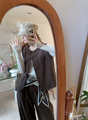 Relaxed Fit Vest Top And Wide Leg Pants Set