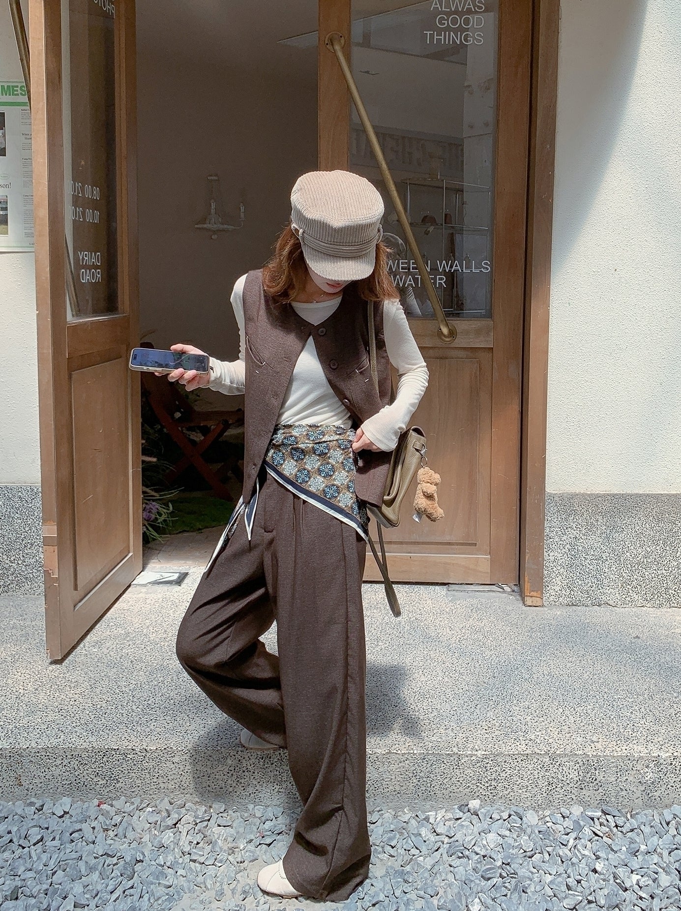 Relaxed Fit Vest Top And Wide Leg Pants Set