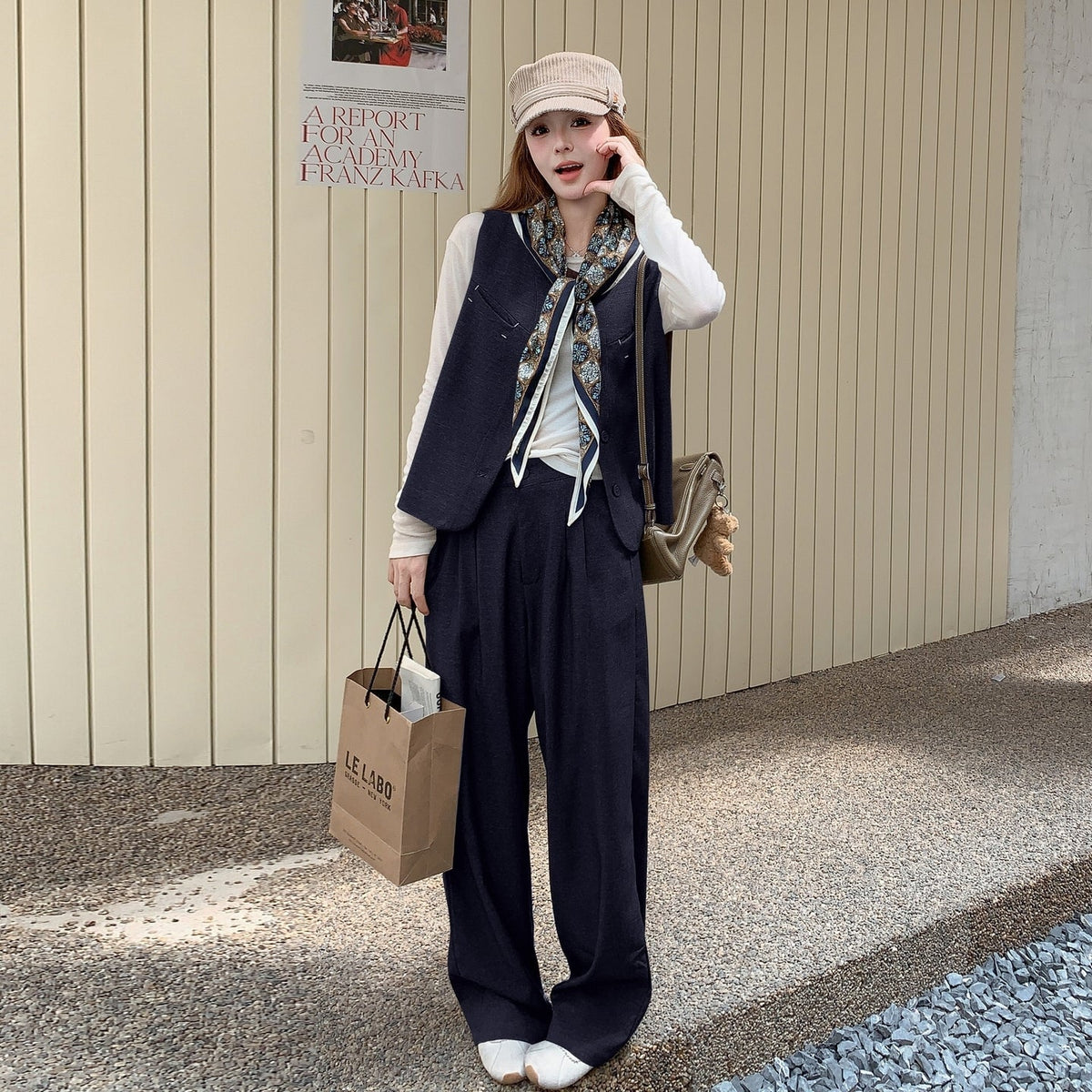 Relaxed Fit Vest Top And Wide Leg Pants Set