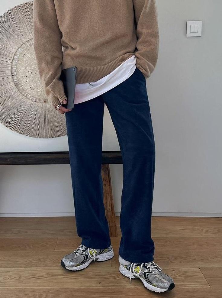 Relaxed Fit Waffle Trousers