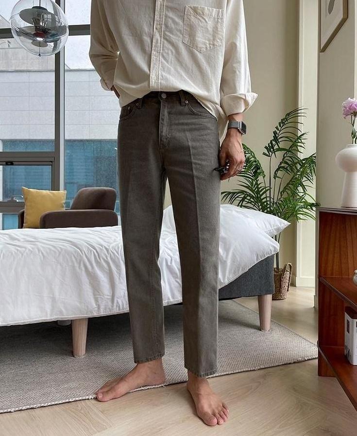 Relaxed Fit Washed Denim Trousers