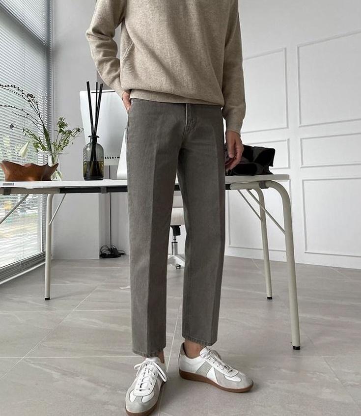Relaxed Fit Washed Denim Trousers