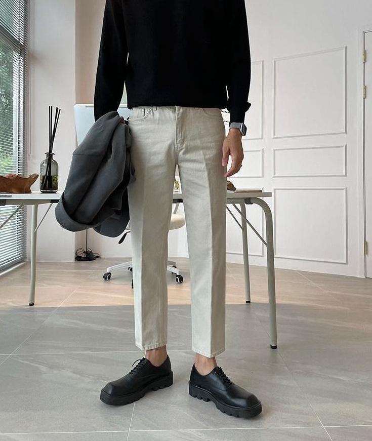 Relaxed Fit Washed Denim Trousers