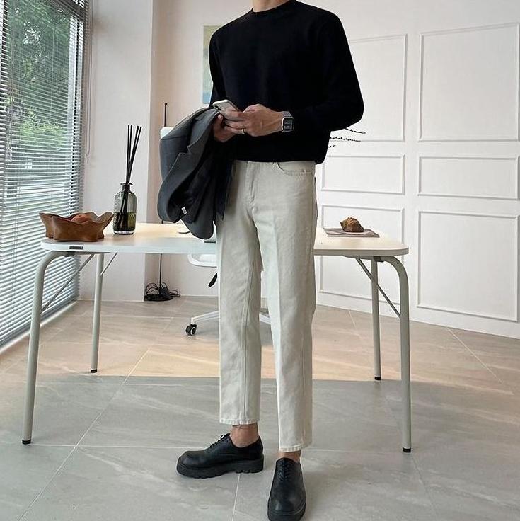 Relaxed Fit Washed Denim Trousers