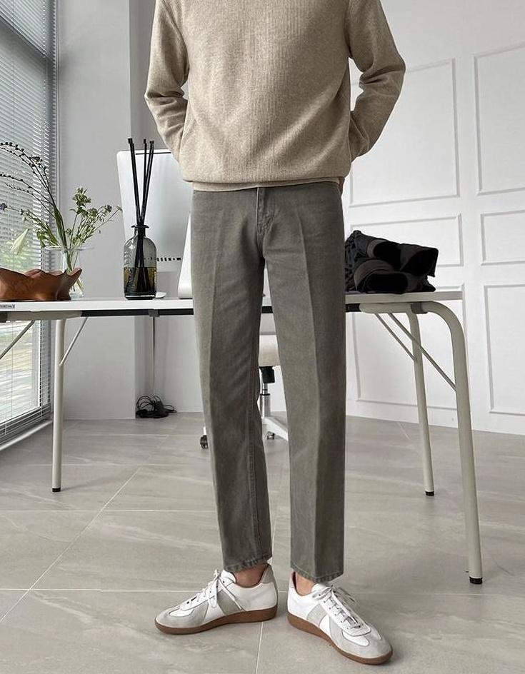 Relaxed Fit Washed Denim Trousers
