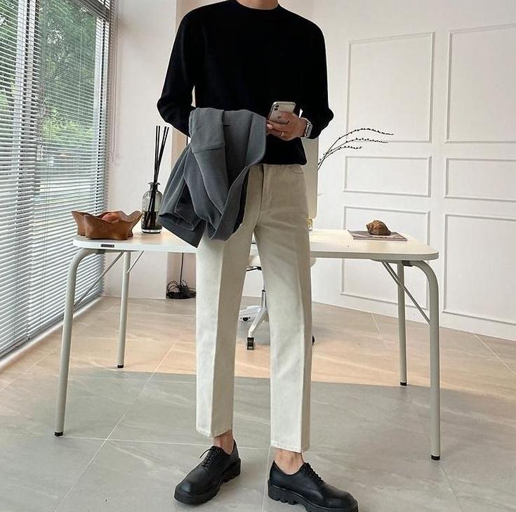 Relaxed Fit Washed Denim Trousers