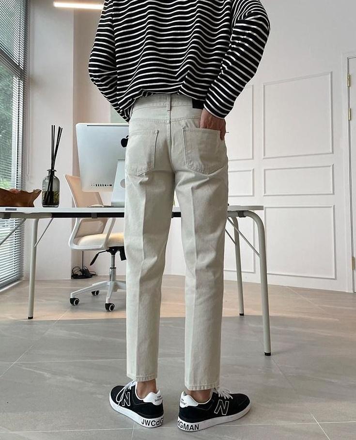 Relaxed Fit Washed Denim Trousers