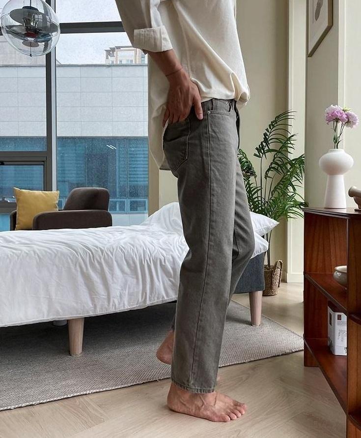 Relaxed Fit Washed Denim Trousers
