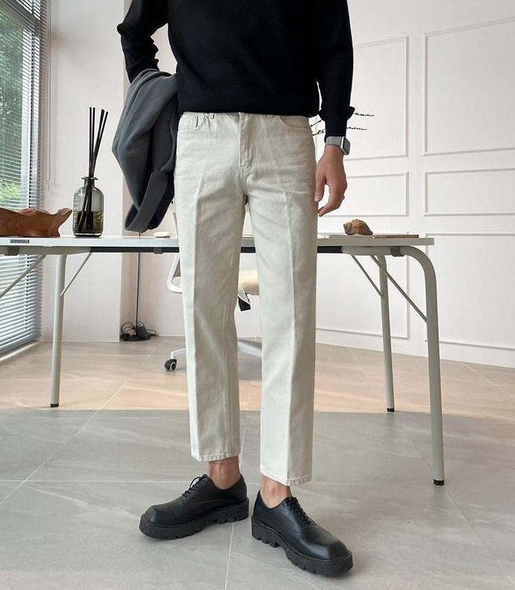 Relaxed Fit Washed Denim Trousers