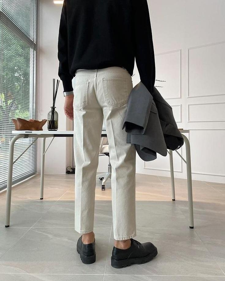 Relaxed Fit Washed Denim Trousers
