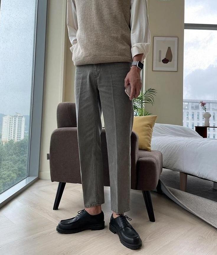 Relaxed Fit Washed Denim Trousers