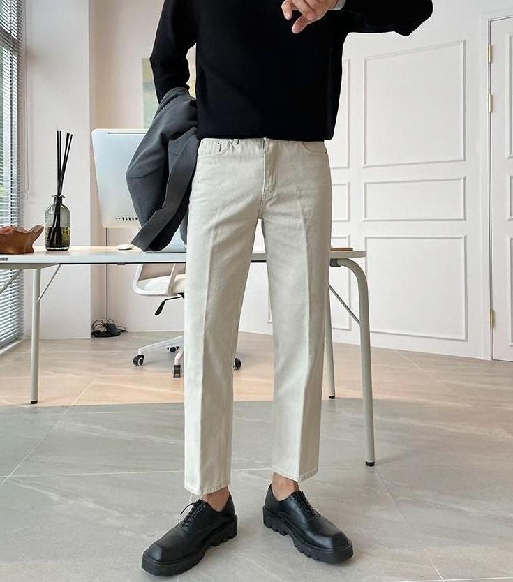 Relaxed Fit Washed Denim Trousers