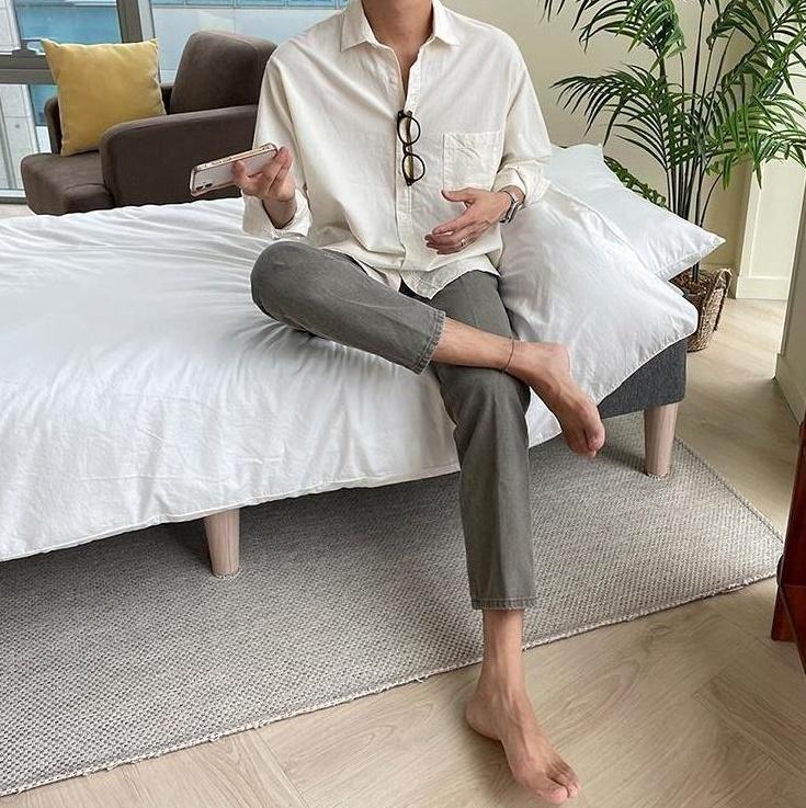 Relaxed Fit Washed Denim Trousers