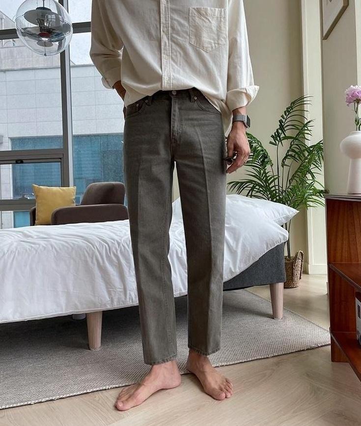 Relaxed Fit Washed Denim Trousers
