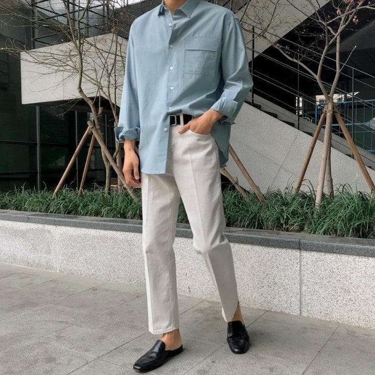 Relaxed Fit Wrinklefree Casual White Shirt