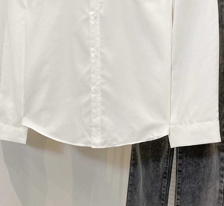 Relaxed Fit Wrinklefree Casual White Shirt