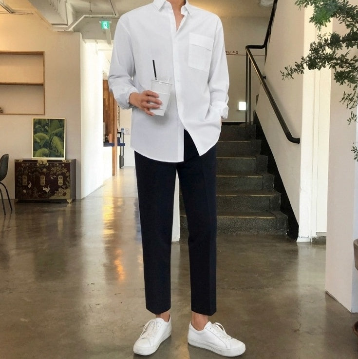 Relaxed Fit Wrinklefree Casual White Shirt