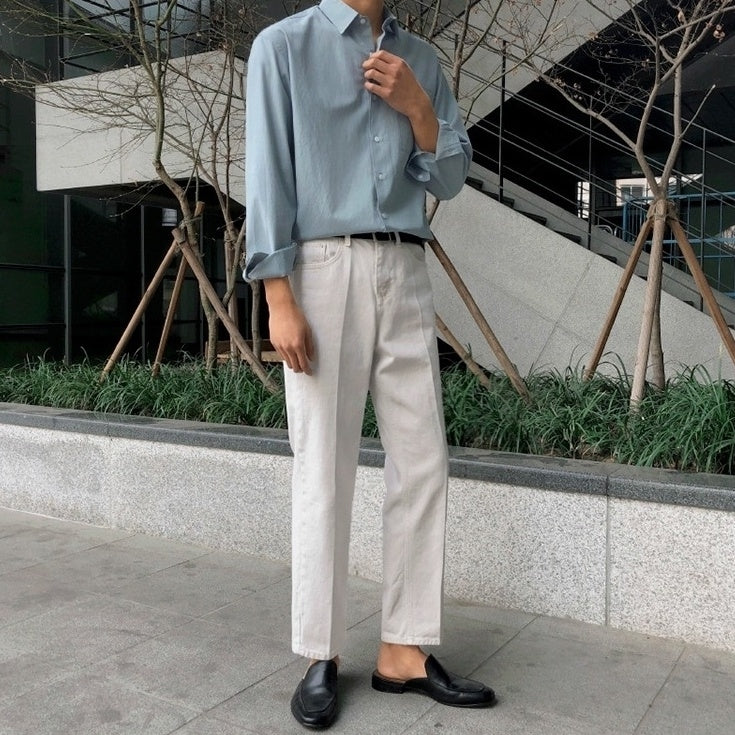 Relaxed Fit Wrinklefree Casual White Shirt