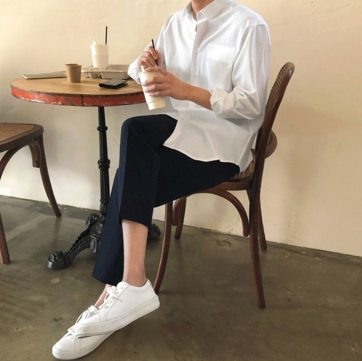 Relaxed Fit Wrinklefree Casual White Shirt