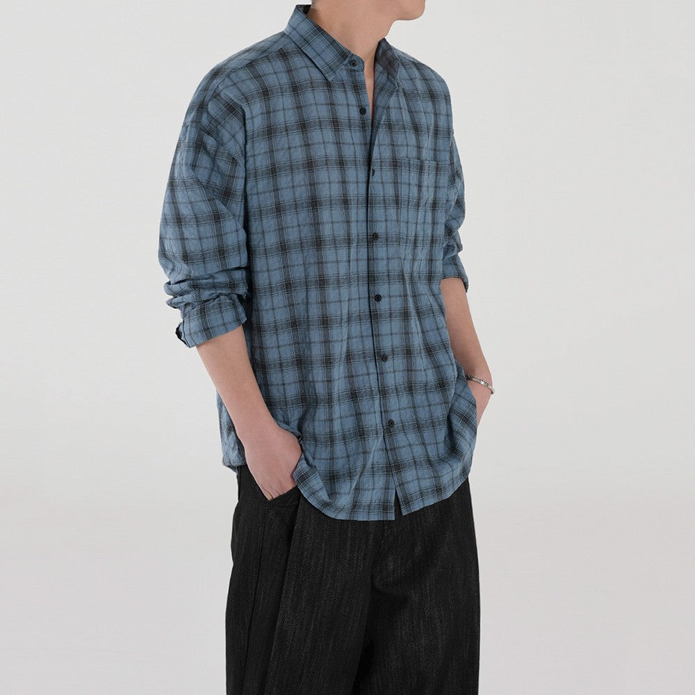 Relaxed Plaid Casual Shirt Trendy Long Sleeve