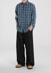Relaxed Plaid Casual Shirt Trendy Long Sleeve