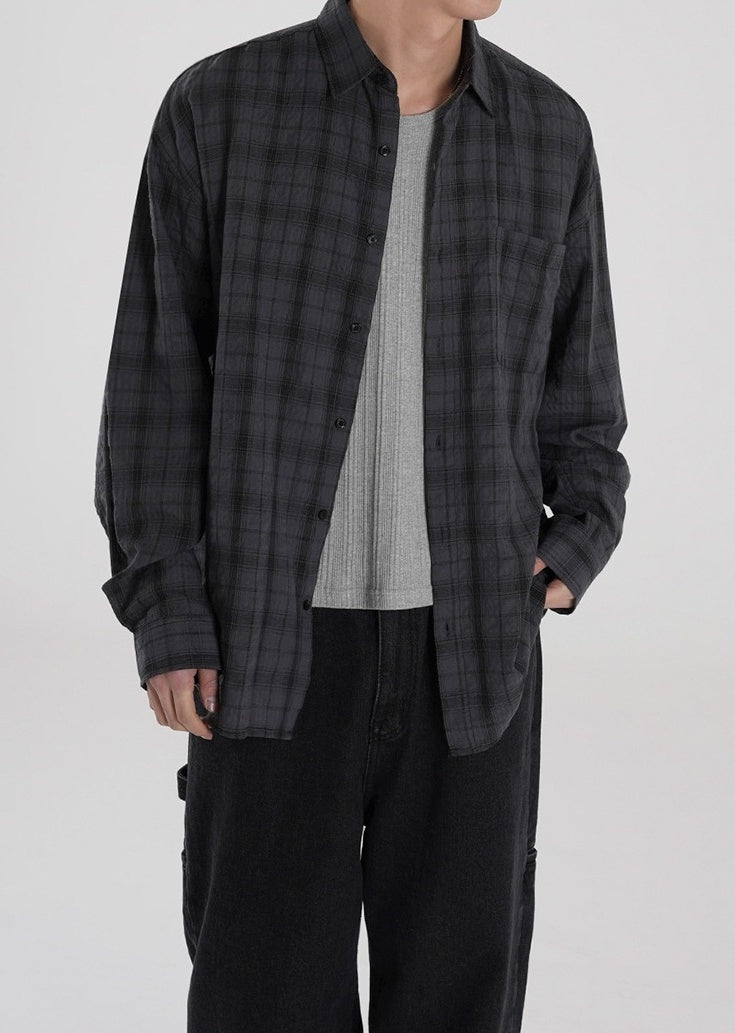 Relaxed Plaid Casual Shirt Trendy Long Sleeve