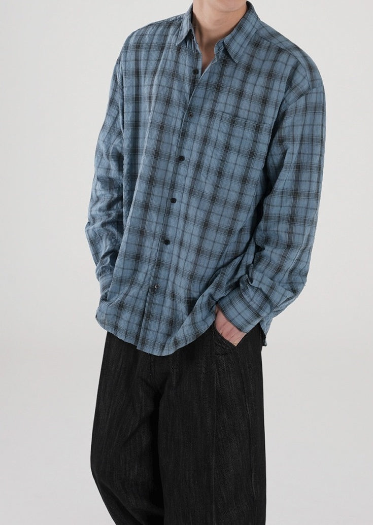 Relaxed Plaid Casual Shirt Trendy Long Sleeve