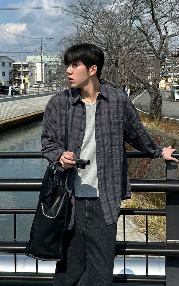 Relaxed Plaid Casual Shirt Trendy Long Sleeve