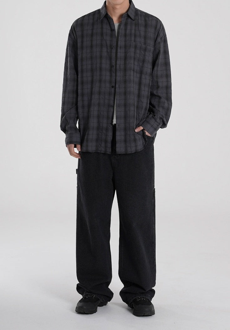 Relaxed Plaid Casual Shirt Trendy Long Sleeve