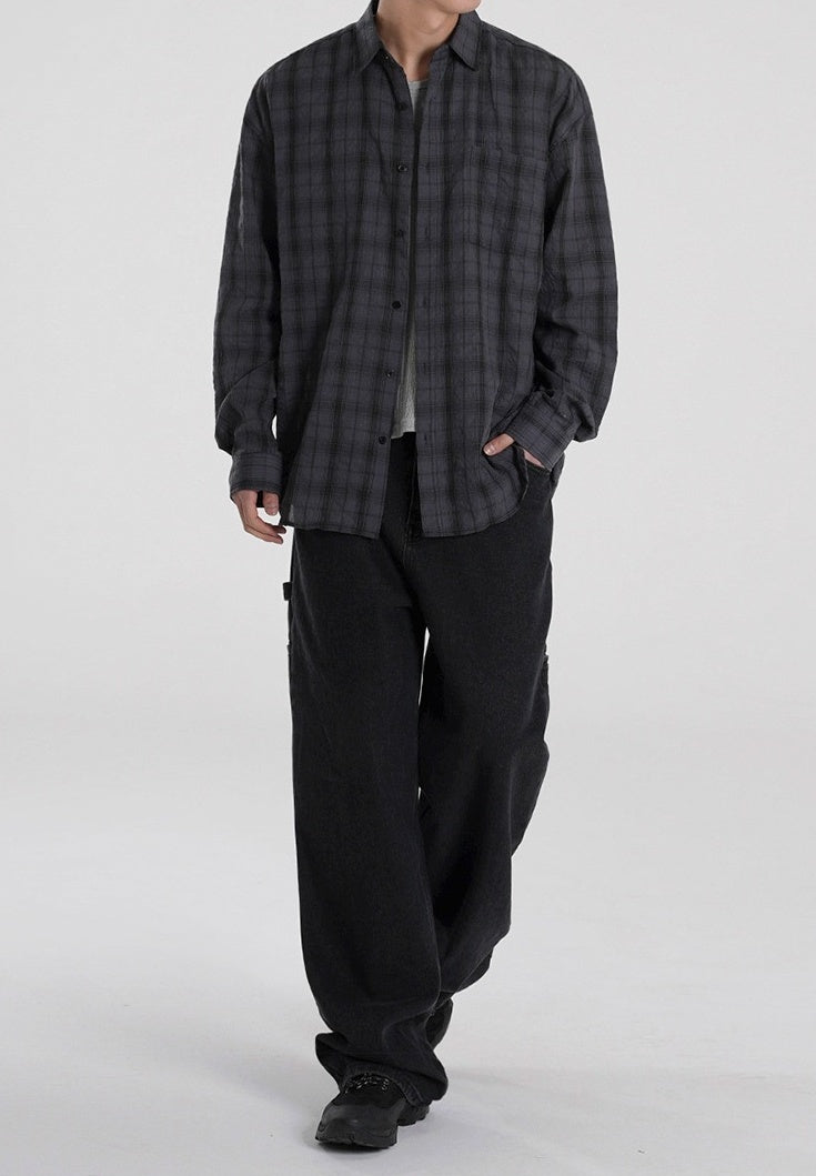 Relaxed Plaid Casual Shirt Trendy Long Sleeve