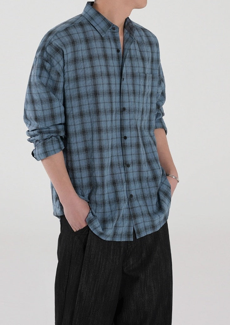 Relaxed Plaid Casual Shirt Trendy Long Sleeve