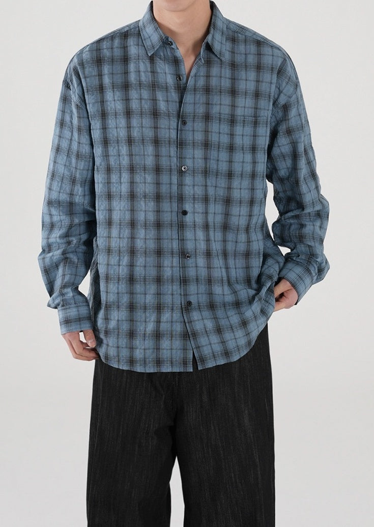 Relaxed Plaid Casual Shirt Trendy Long Sleeve