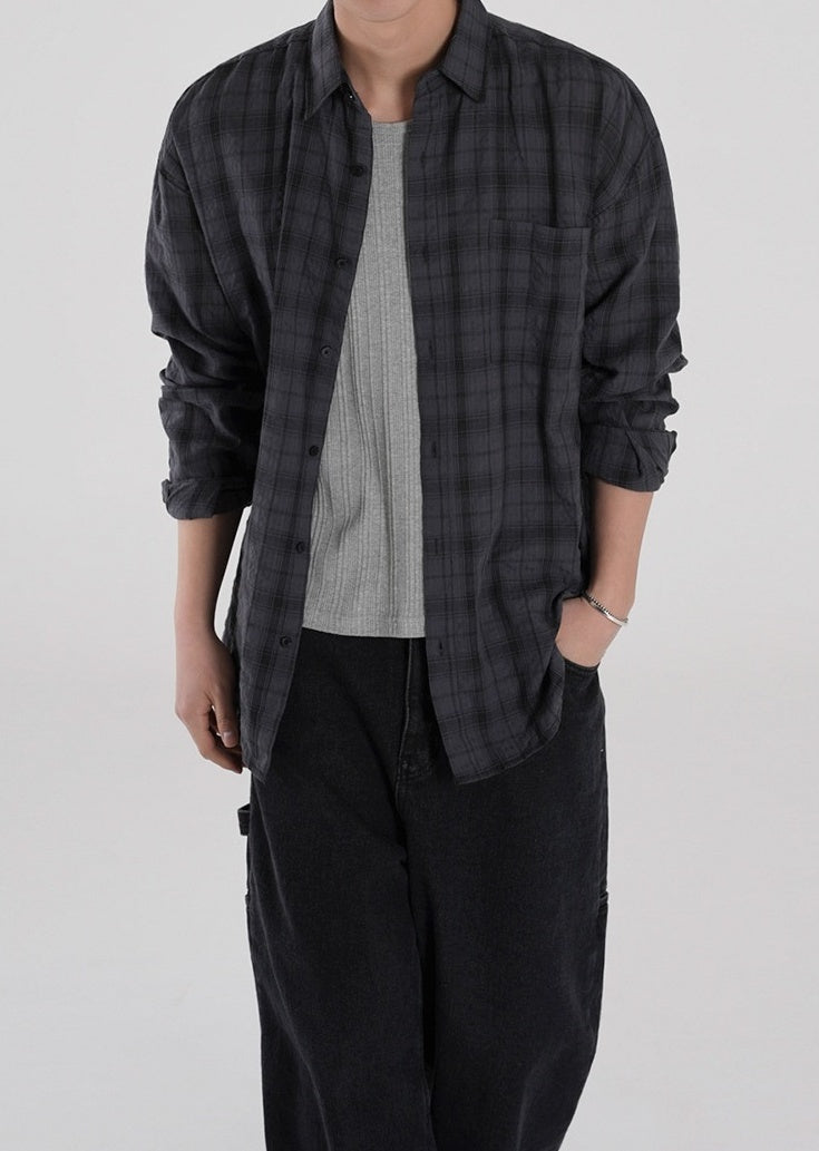 Relaxed Plaid Casual Shirt Trendy Long Sleeve