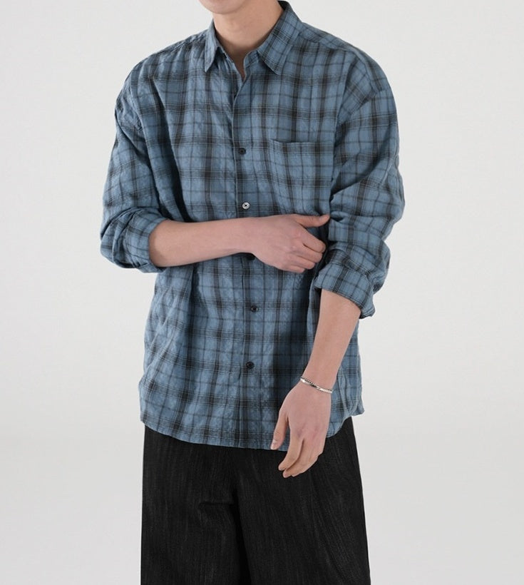 Relaxed Plaid Casual Shirt Trendy Long Sleeve