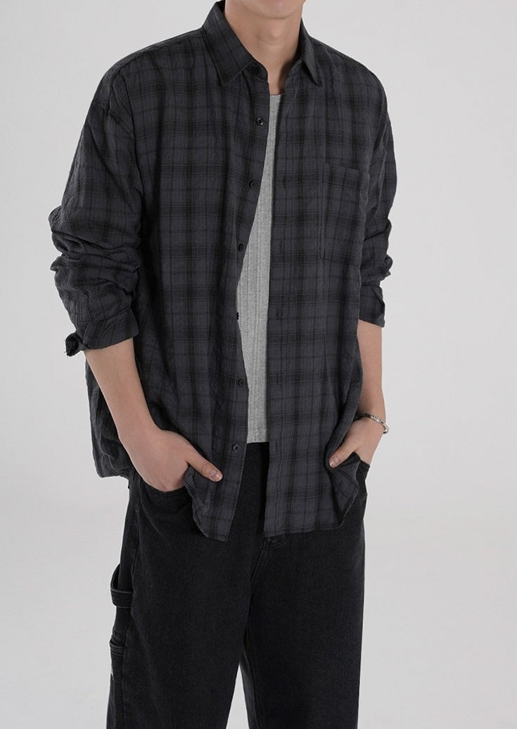 Relaxed Plaid Casual Shirt Trendy Long Sleeve
