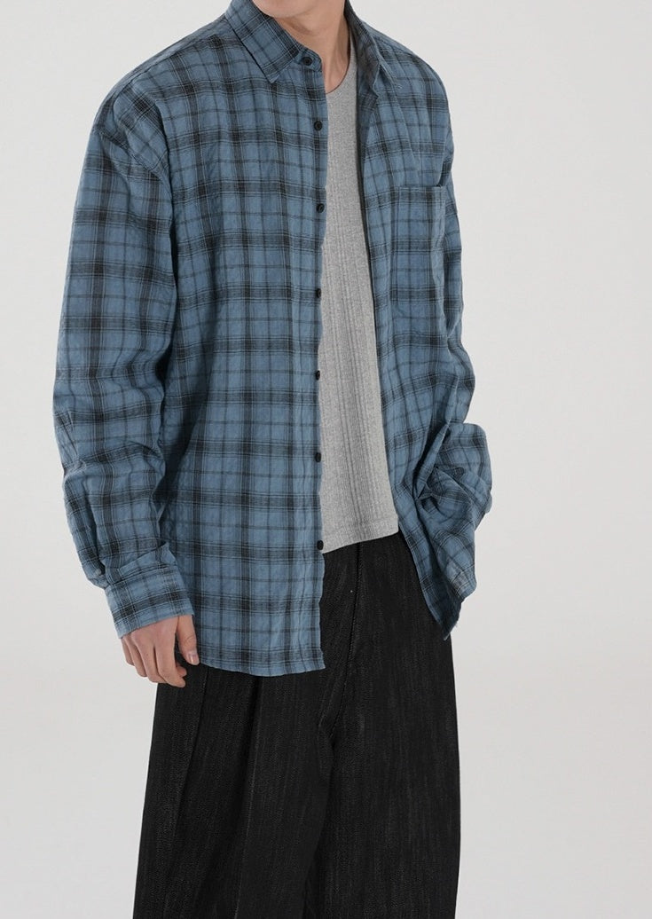 Relaxed Plaid Casual Shirt Trendy Long Sleeve
