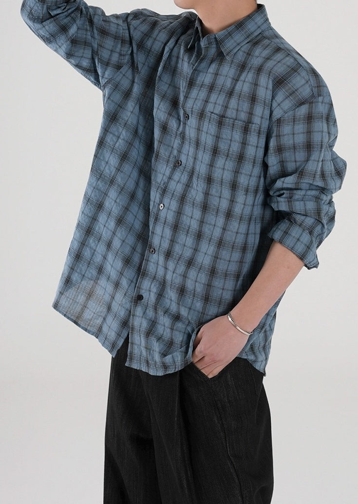 Relaxed Plaid Casual Shirt Trendy Long Sleeve