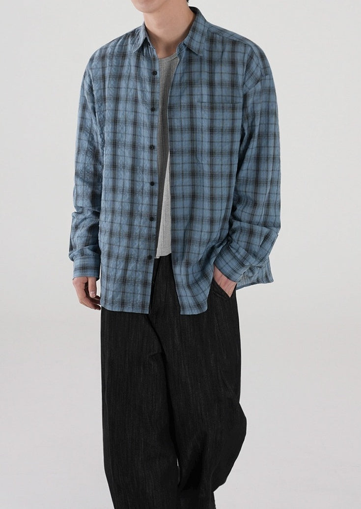 Relaxed Plaid Casual Shirt Trendy Long Sleeve