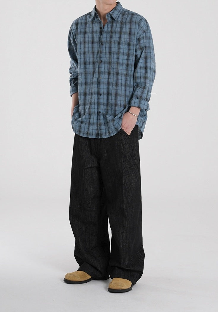 Relaxed Plaid Casual Shirt Trendy Long Sleeve