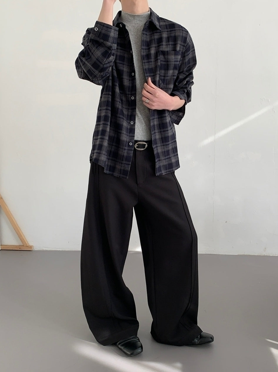Relaxed Plaid Long Sleeve Commuter Shirt
