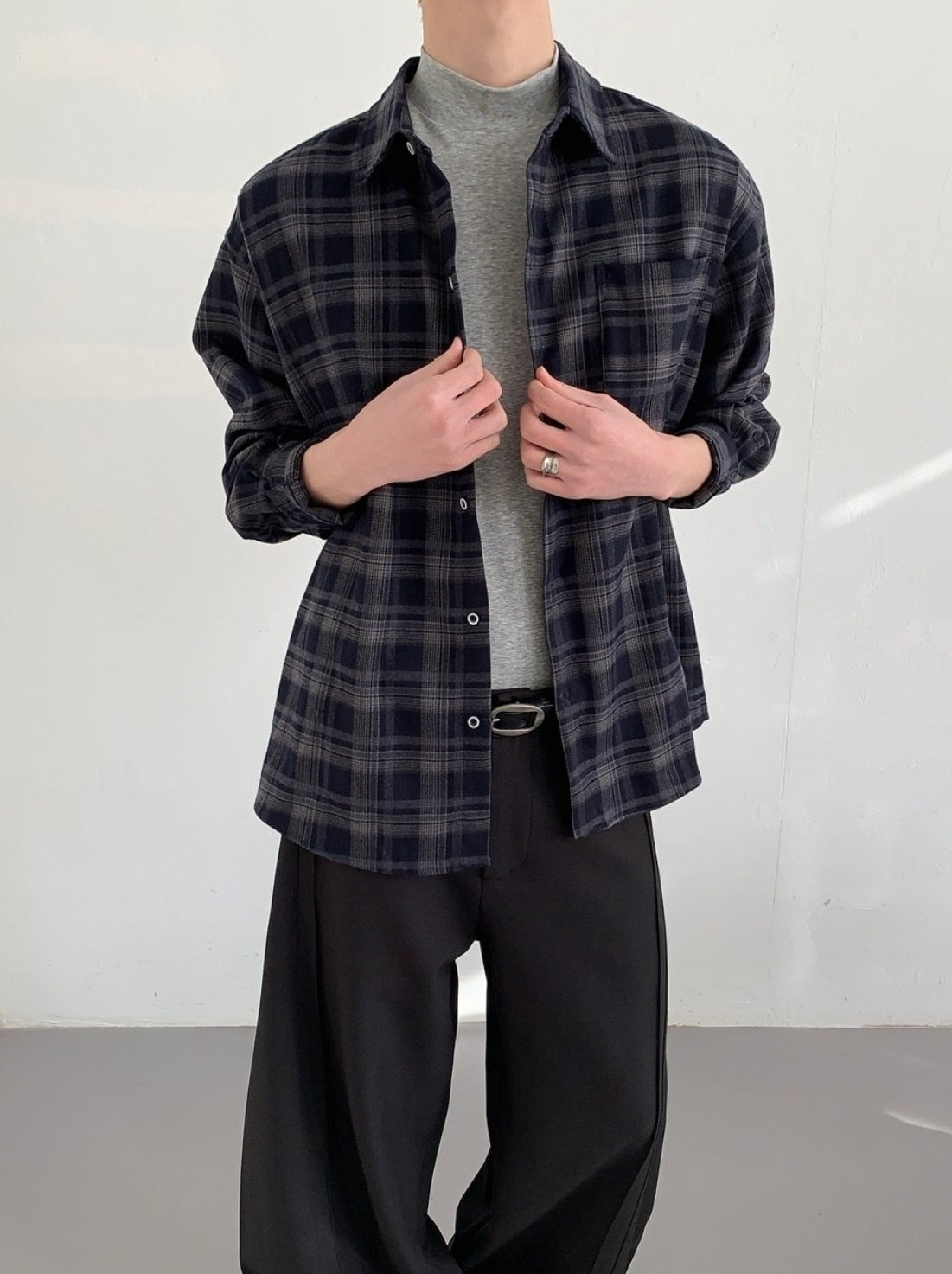 Relaxed Plaid Long Sleeve Commuter Shirt