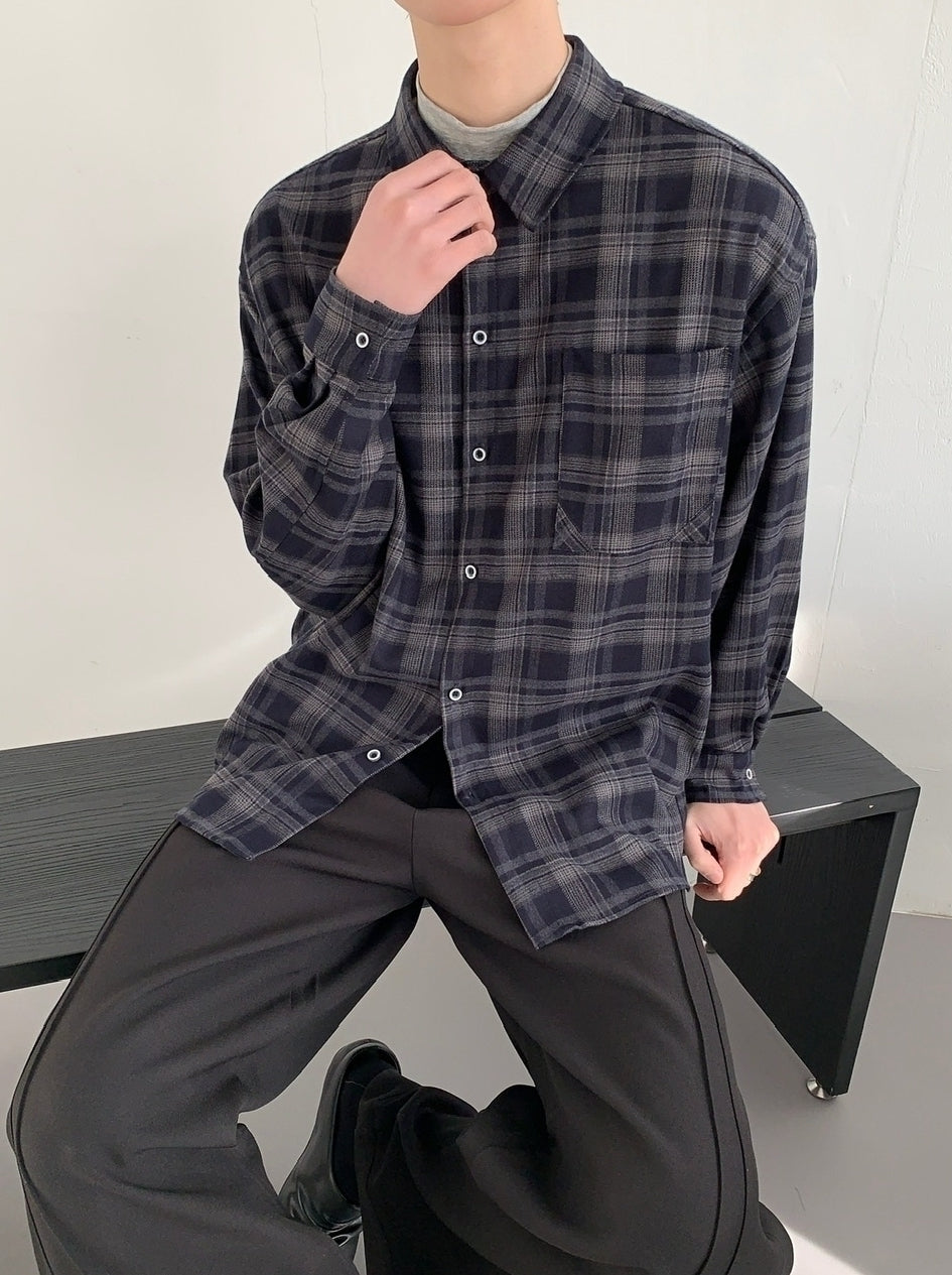 Relaxed Plaid Long Sleeve Commuter Shirt
