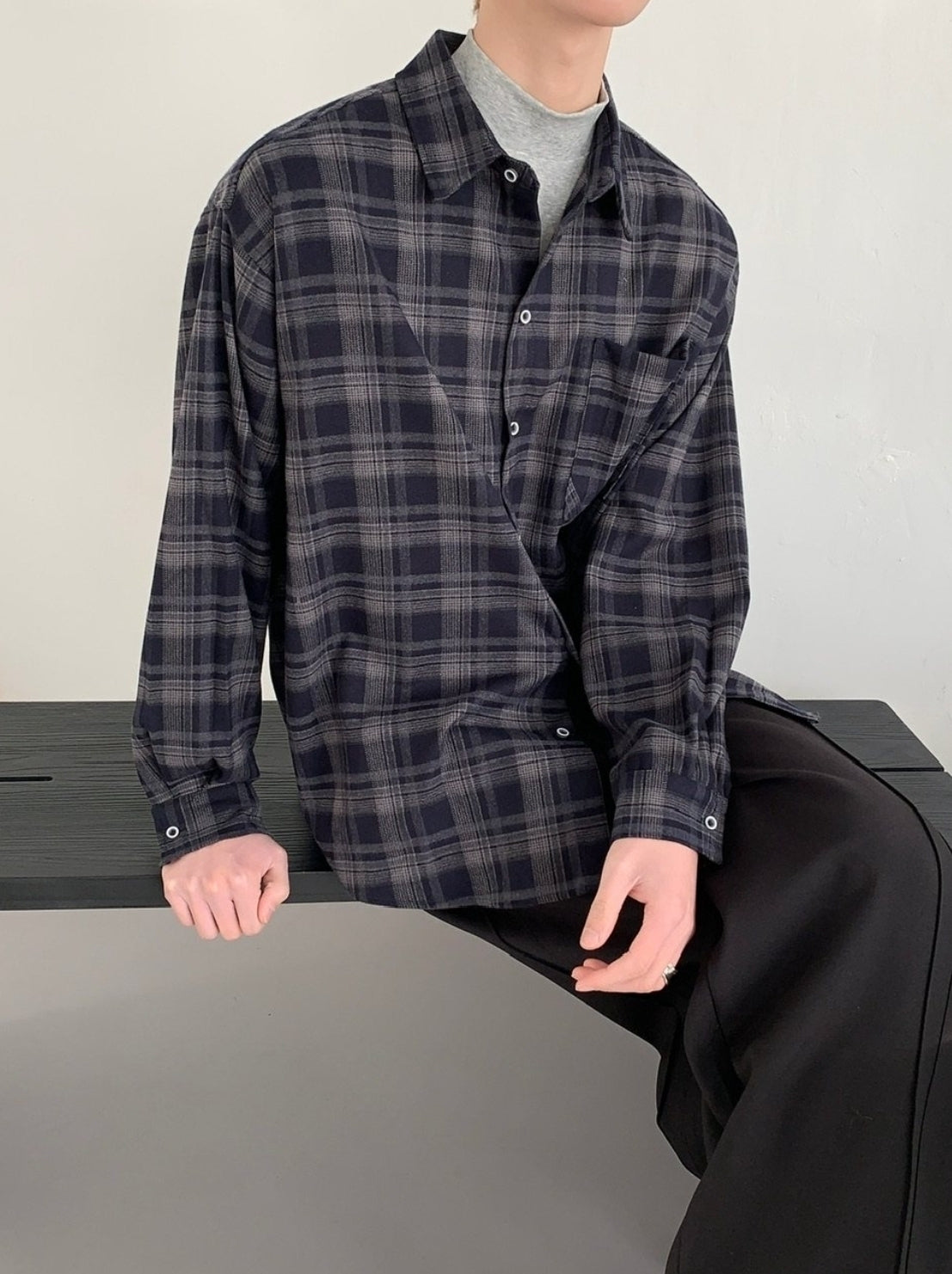 Relaxed Plaid Long Sleeve Commuter Shirt